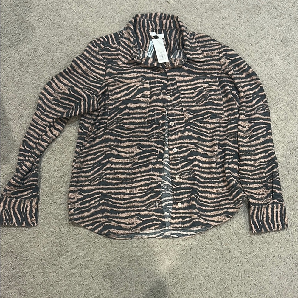 Joie silky Zebra Print Button-Up Shirt